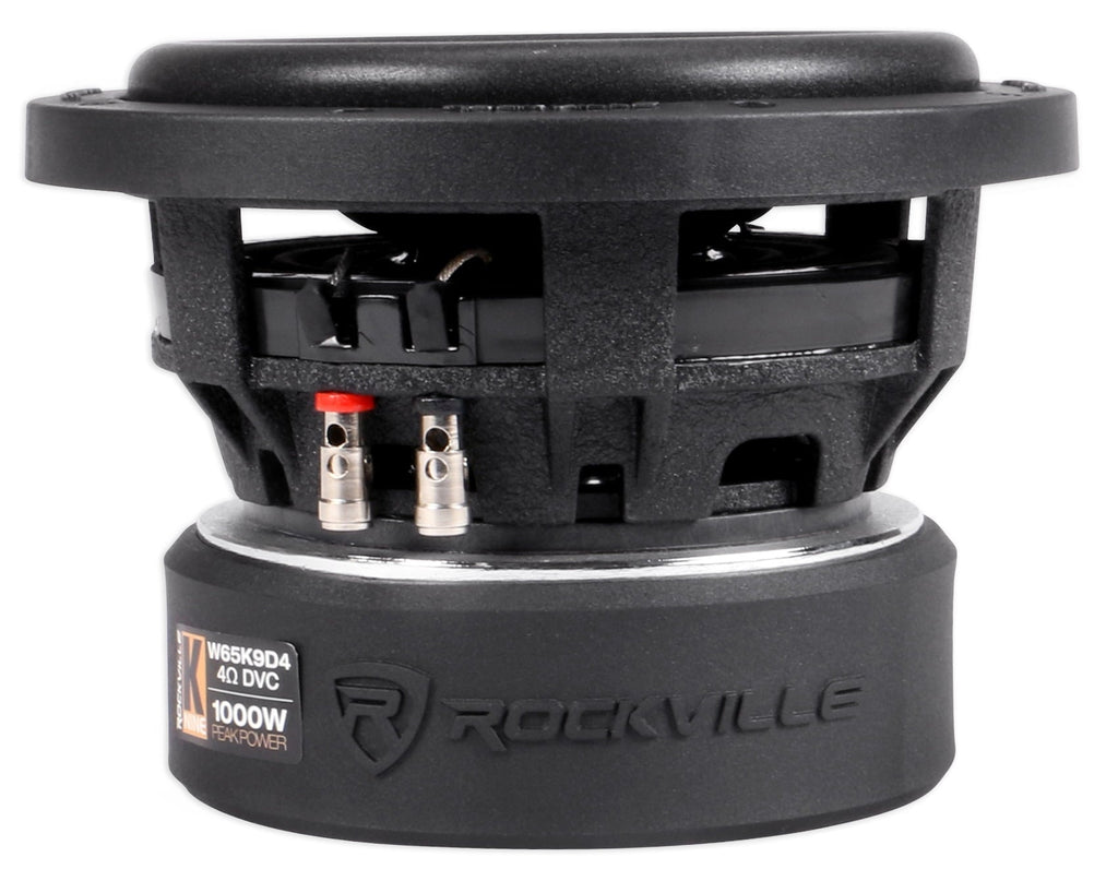 Rockville W65K9D4 6.5" 1000w Peak Car Audio Subwoofer Dual 4-Ohm Sub 250w RMS CEA Rated