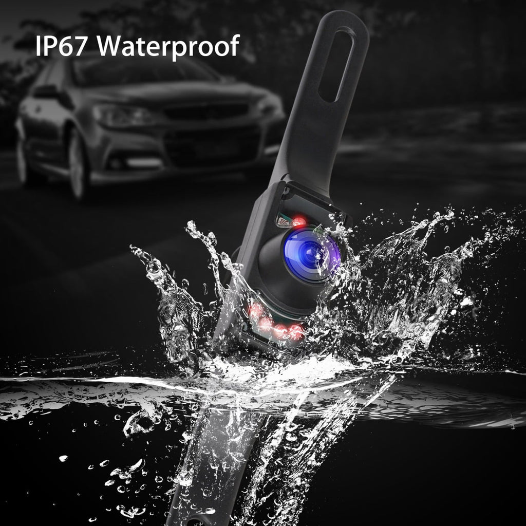 Backup Camera Monitor for Car, Universal License Plate Waterproof 1080P HD Night Vision Cam with 7 IR LED Lights & Display, 5 Inch