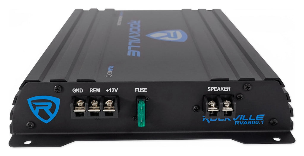 Rockville RV8.2A 800 Watt Dual 8" Car Subwoofer Enclosure+Mono Amplifier+Amp Kit
