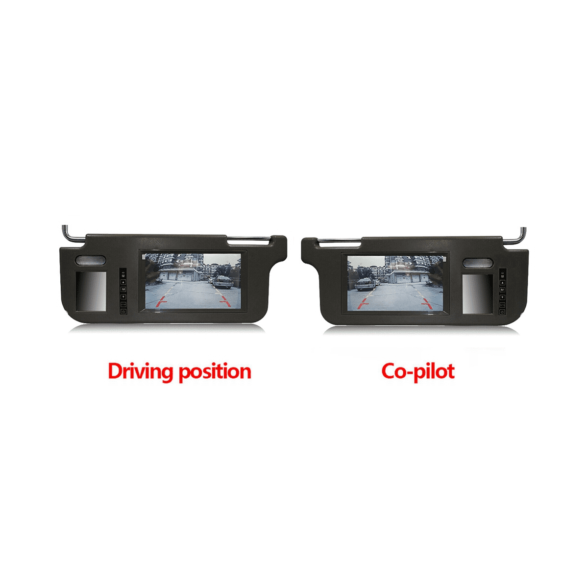 7Inch Black Car Right Sun Visor Rear View Mirror Screen LCD Monitor 2 Channel Video