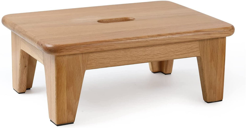 CONSDAN Step Stool for Bed, USA Grown Oak,Wooden Step Stool for Adults, One Step Stool for Seniors, 6.5" High, Non-Slip Mat, No Assembly Needed, Solid Wood, Natural Color