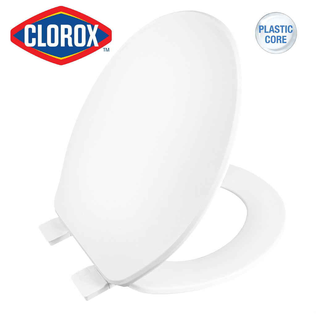 Clorox Antimicrobial Round Plastic Toilet Seat with Easy-off Hinges