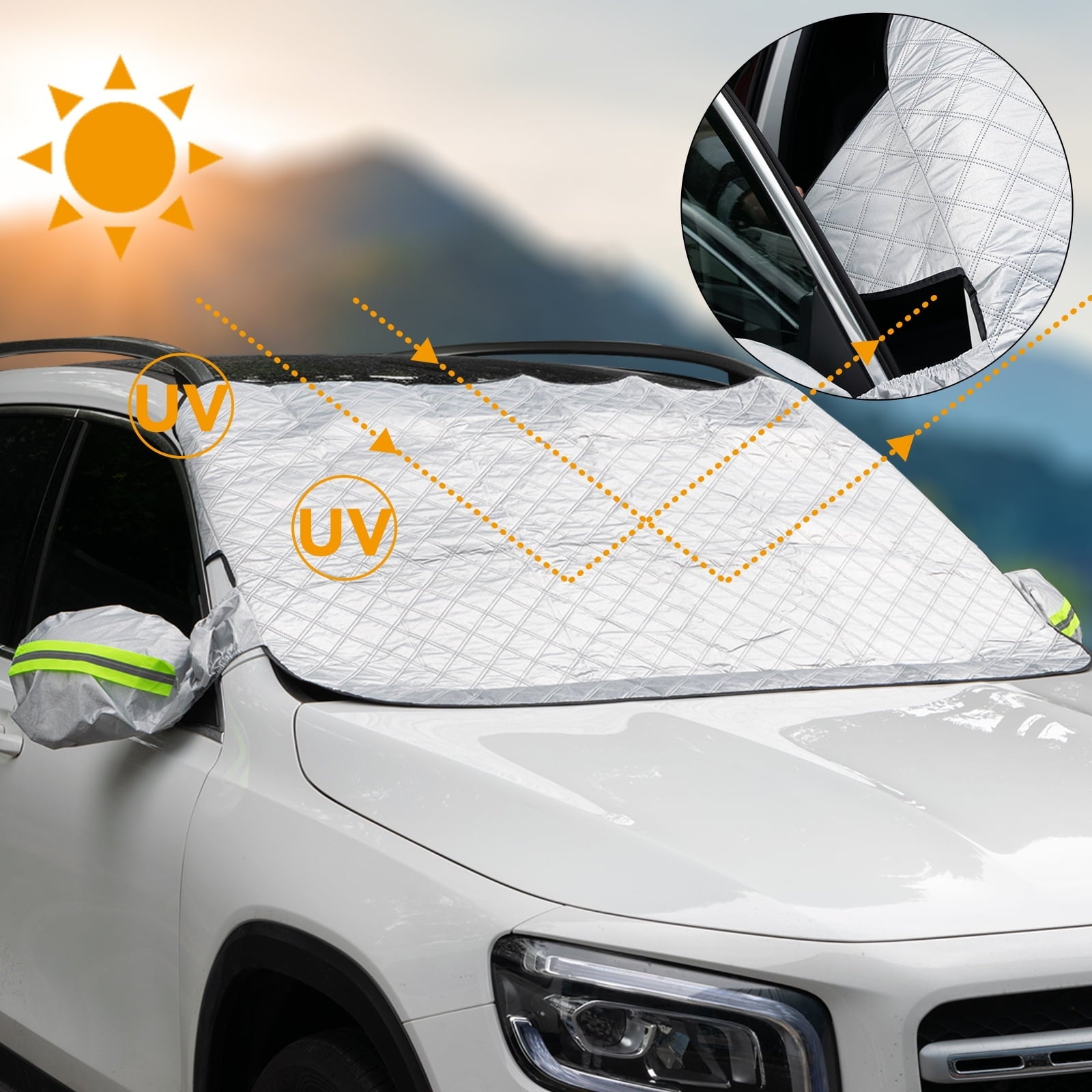 XUKEY Mutifunction Car Windshield Snow Cover Winter Ice Frost Freeze Sun Rain Protector Universal