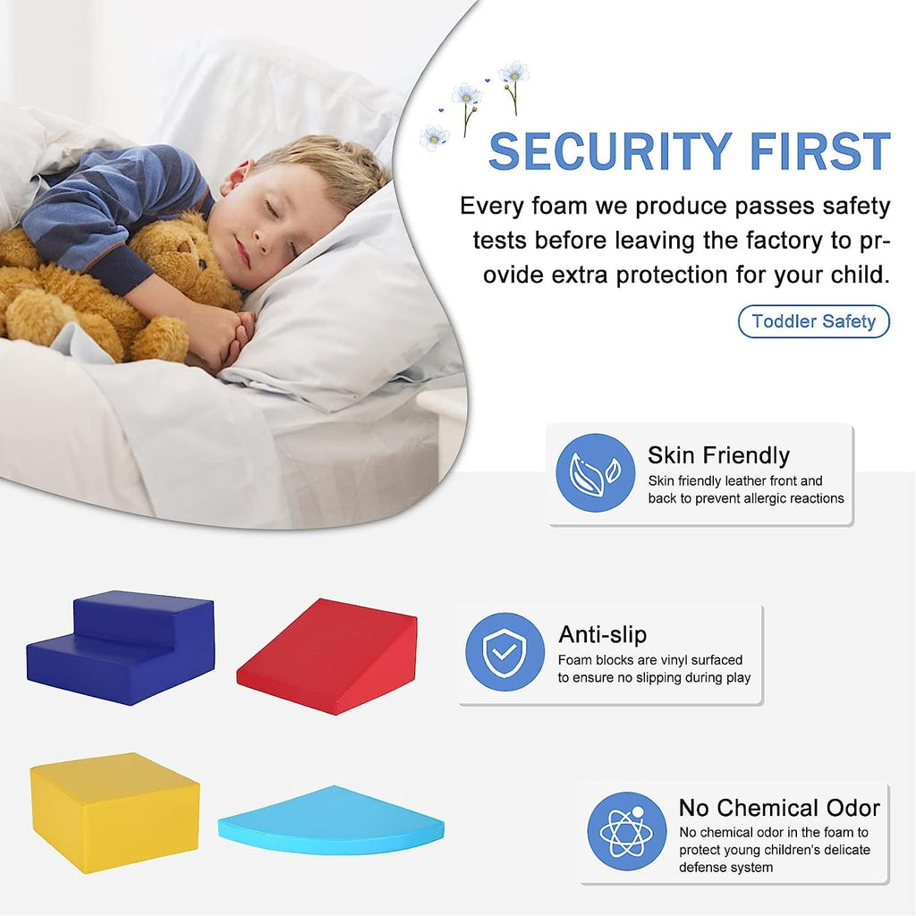 Dkelincs 4 Piece Baby Climb & Crawl Activity Play Set Safe Foam Blocks Toddler Climbing Toys Indoor