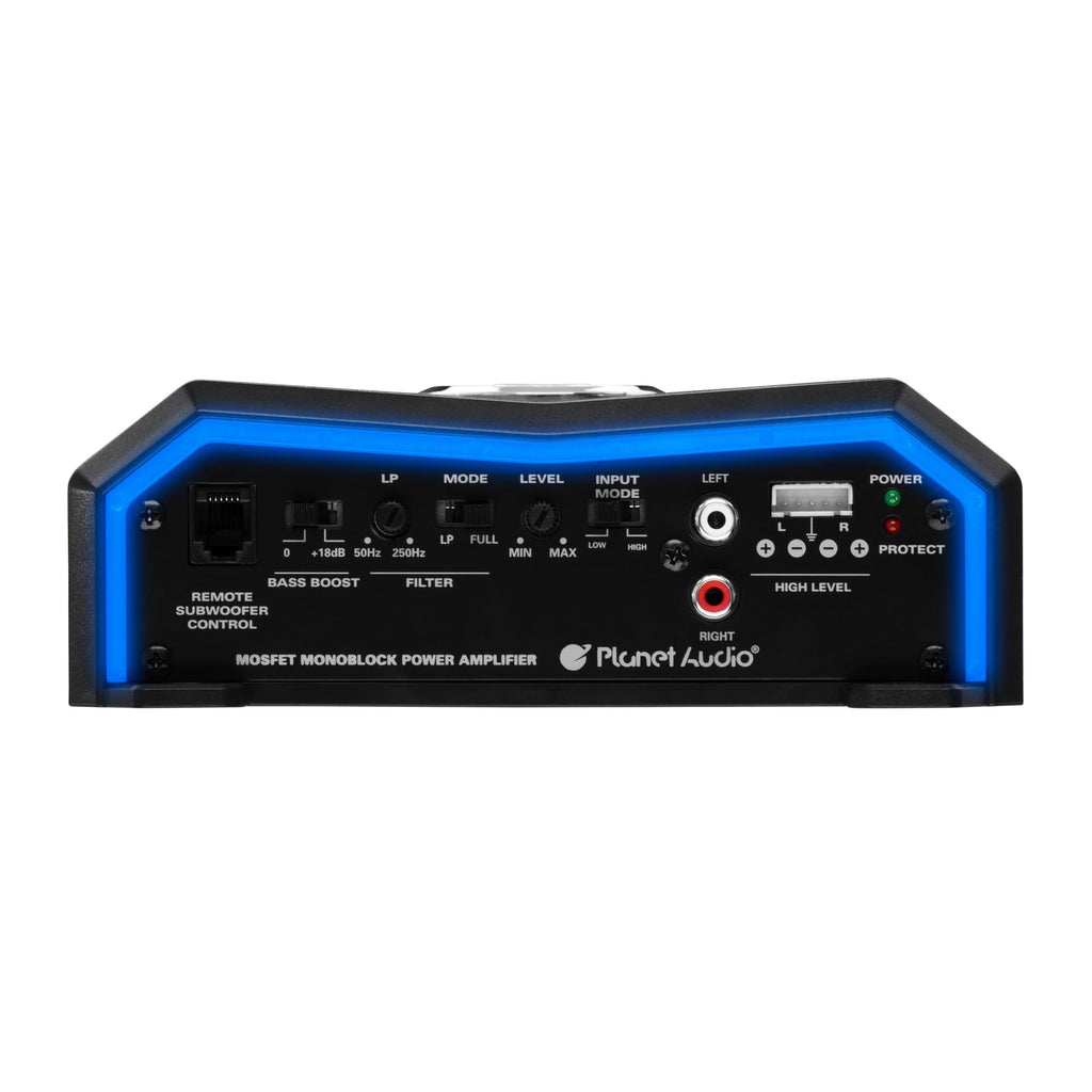 Planet Audio PL1500.1M Pulse Series Car Audio Amplifier - 1500 High Output, Monoblock, 2/8 Ohm, High/Low Level Inputs, Low Pass Crossover, Hook up to Stereo and Subwoofer