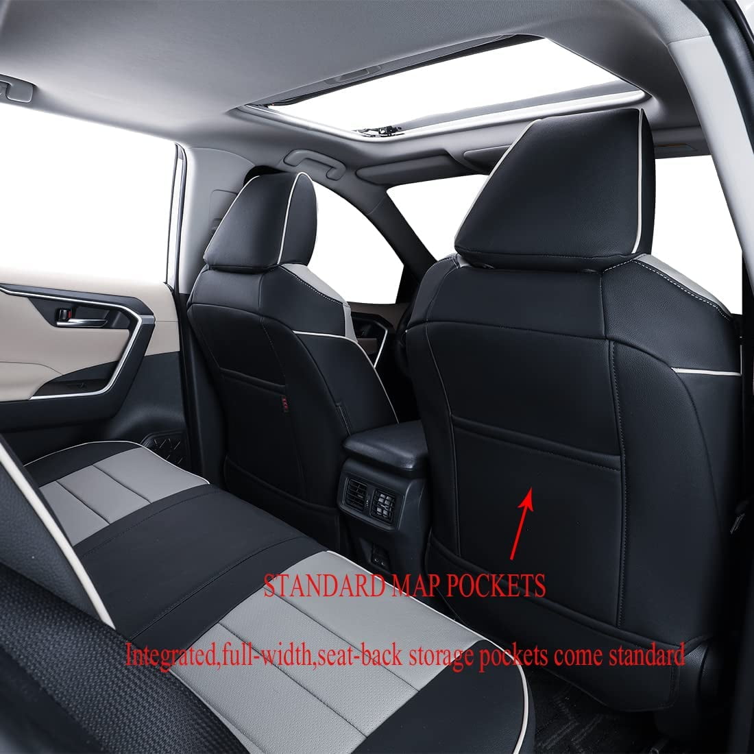 EKR Custom Fit Pilot Car Seat Covers for Honda Pilot LX,EX 2016 - 2022 - Three Rows,Full Set Leather Auto Seat Covers(Black with Gray)