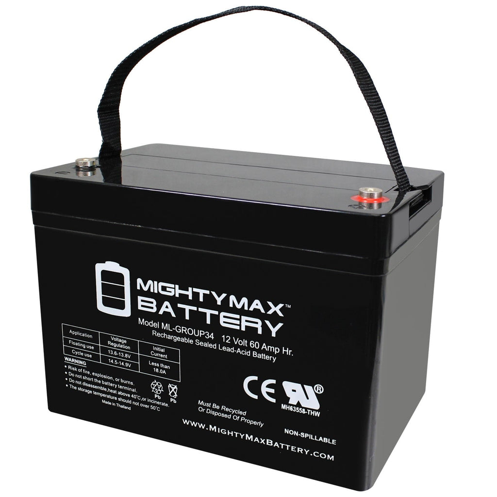 12V 60Ah Group 34 Replacement Battery For Power Wheelchair