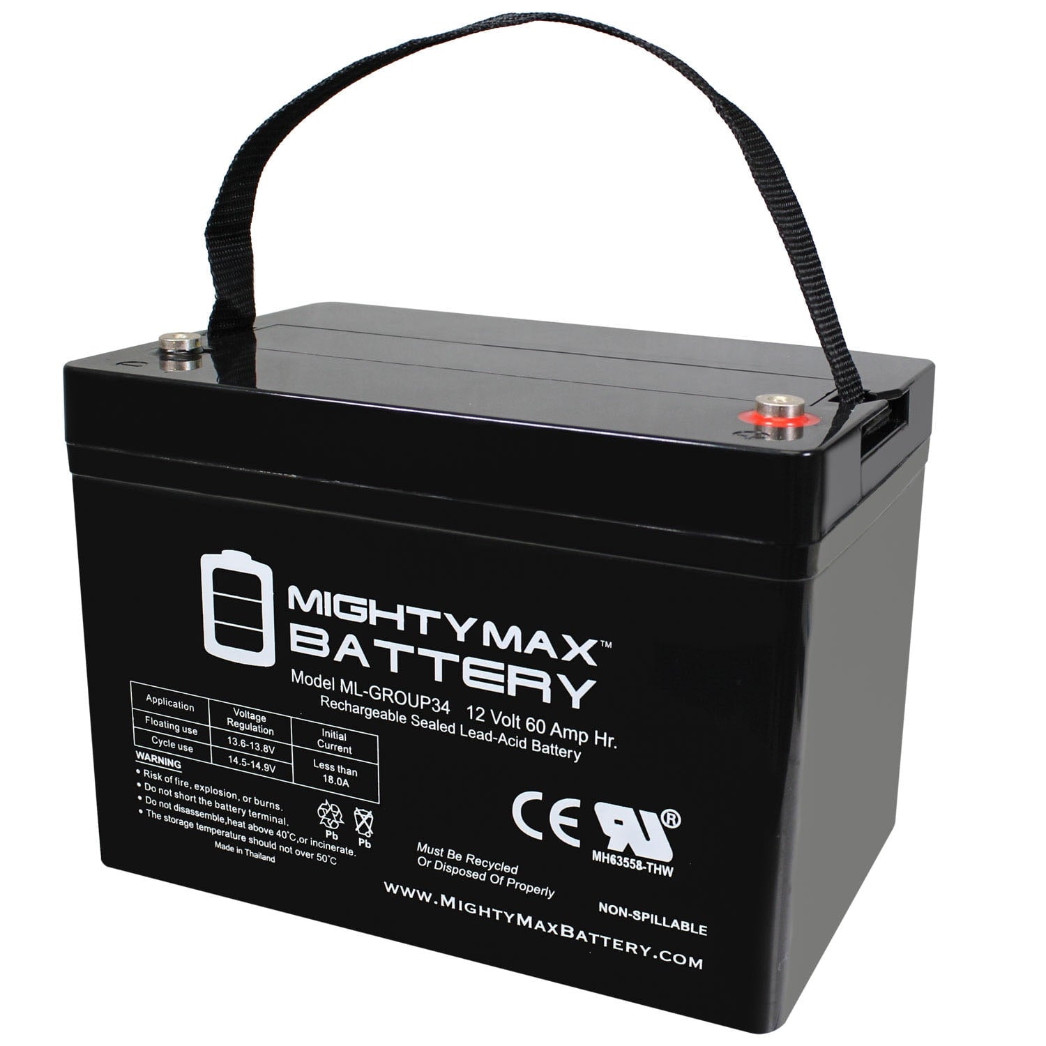 12V 60Ah Group 34 Replacement Battery For Power Wheelchair