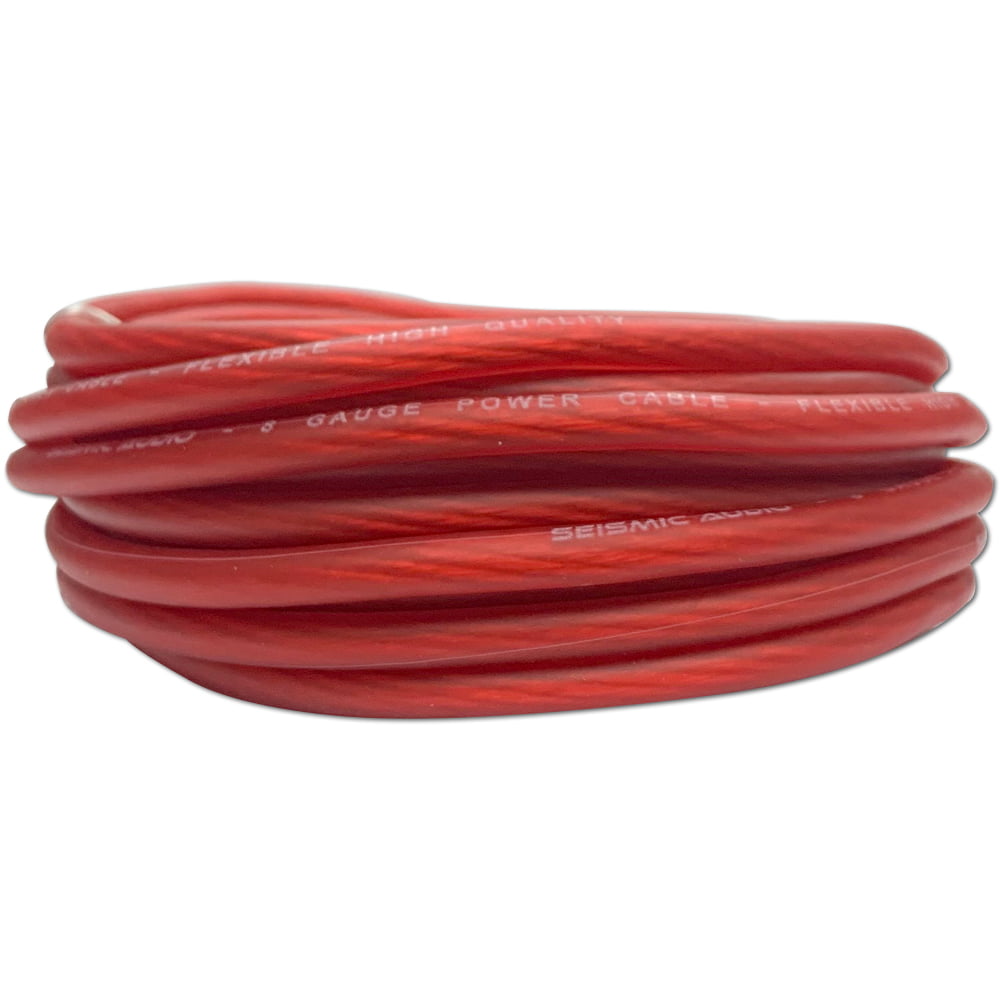 Seismic Audio Amplifier Ground and Power 8 Gauge Car Audio Speaker Wire, 20 Foot Long Marine, Powersport, Flexible, Electrical, Red