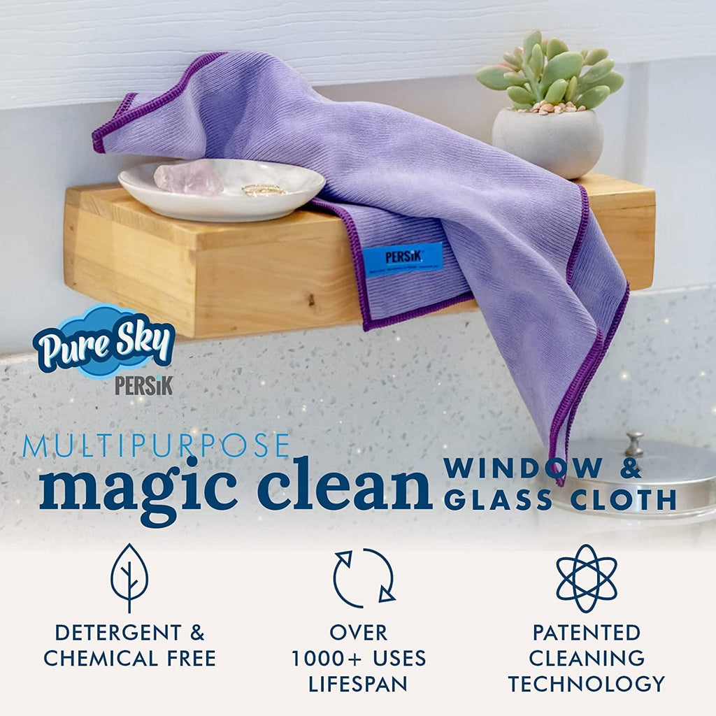Pure-Sky Car Window Glass Cleaning Cloth - JustAdd Water No Detergents Needed  Streak Free Magic Ultra Microfiber Car Window Cleaner - for Windows, Glass, Mirror and Screen - Leaves no Wiping Marks