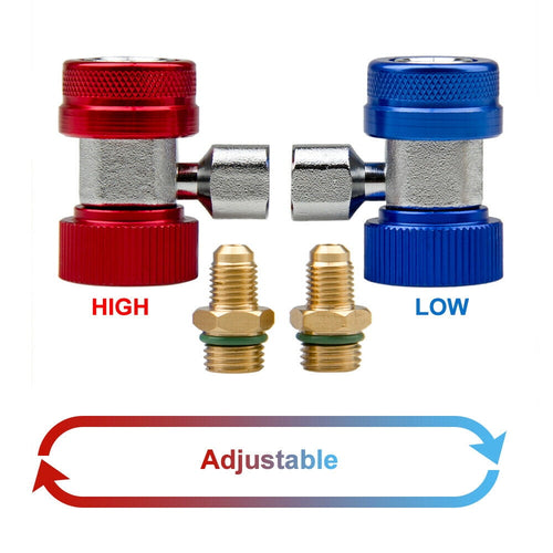 A/C R134A Quick Coupler Adapter Manifold Connector 1/4" SAE HVAC High & Low Side