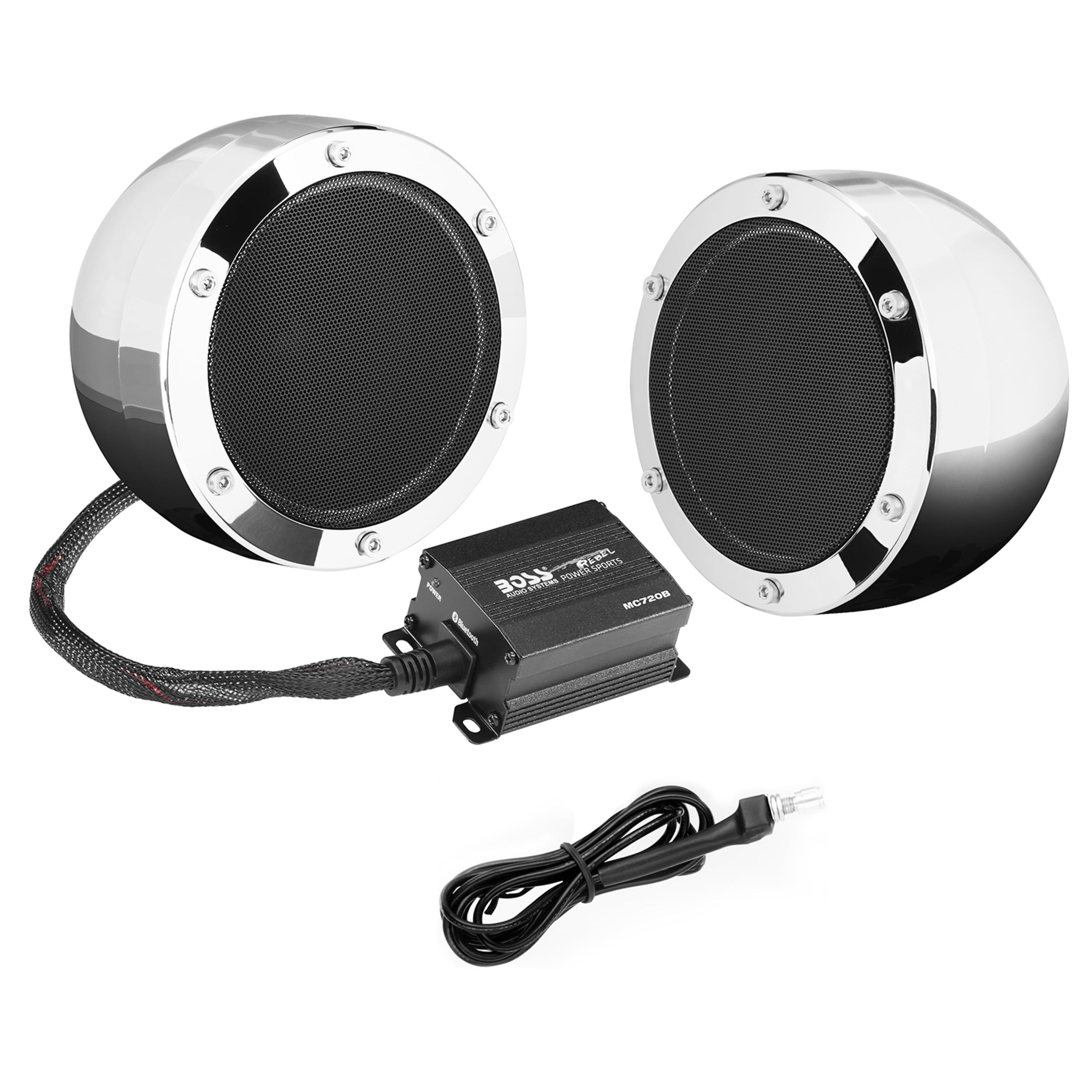 BOSS Audio Systems MC720B 4 inch Motorcycle Speakers and Amplifier Audio Sound System