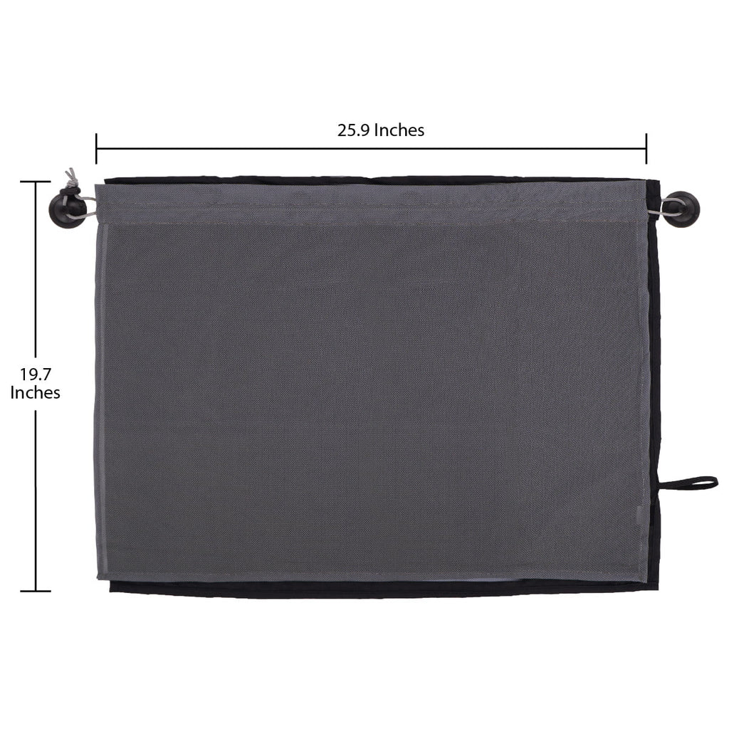 Auto Drive 2PK Grey Color Double Layer Curtain Sun Shade of Product Size 26" x 19.68"