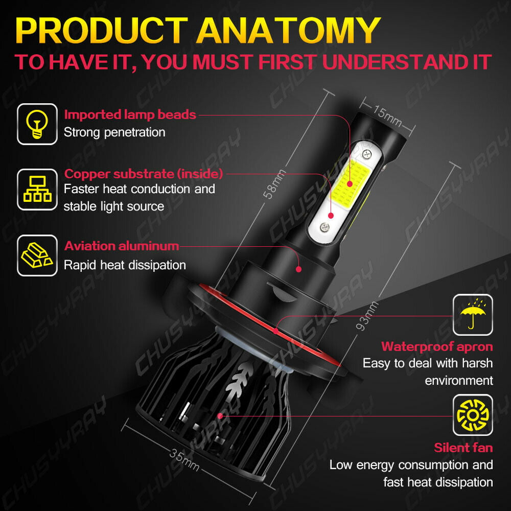For Hummer H3 2006 2007 2008-2010 LED Headlight Hi/Lo+Fog Light Bulbs Combo Kit