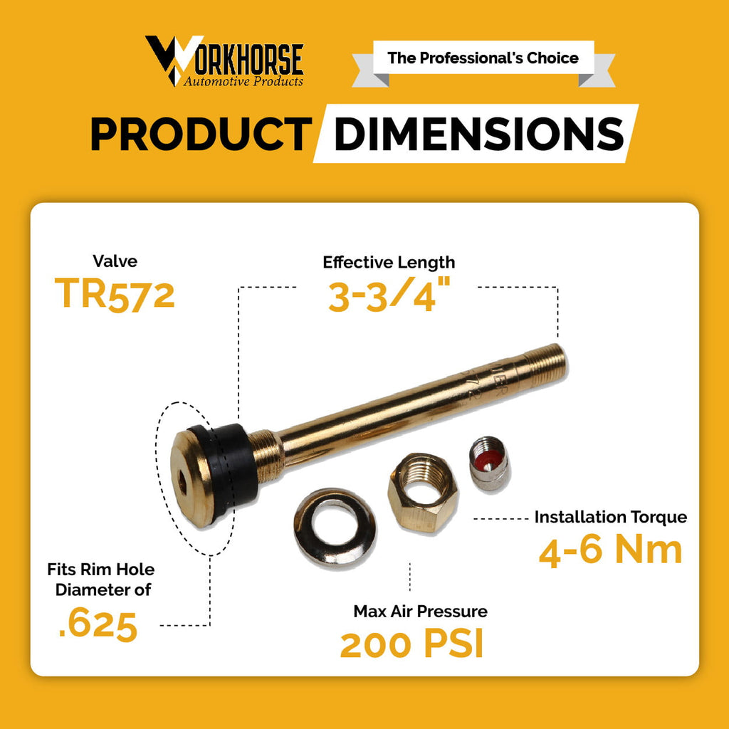 Workhorse Automotive TR572 Truck Tire Valve Stems. Pack of 10.