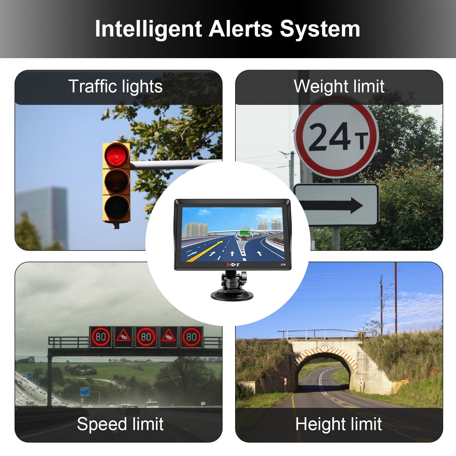 XGODY Bluetooth Truck GPS 9" Big Screen GPS Navigation for Car with Voice Command,3D & 2D Maps,Free Lifetime Map Update