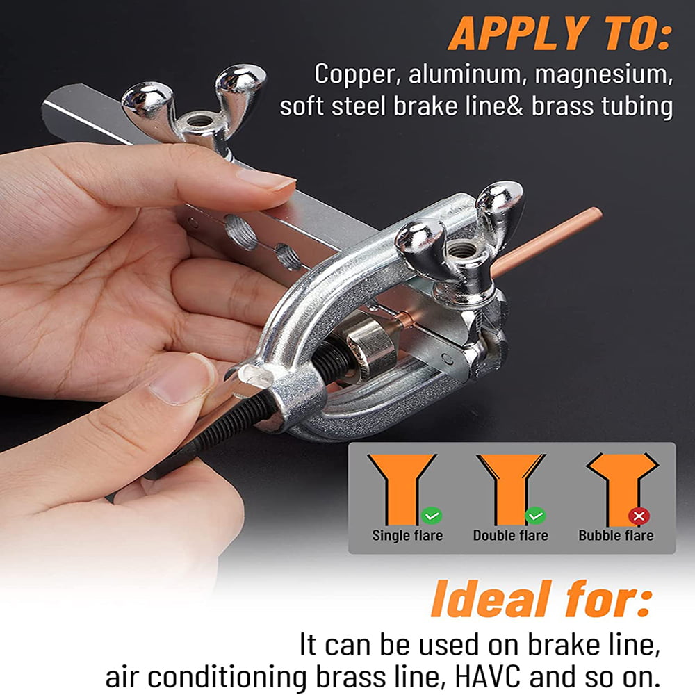 3/16 Copper Coated Car Brake Line Kit + Brake Line Double & Single Flaring Tool Kit, 25 ft