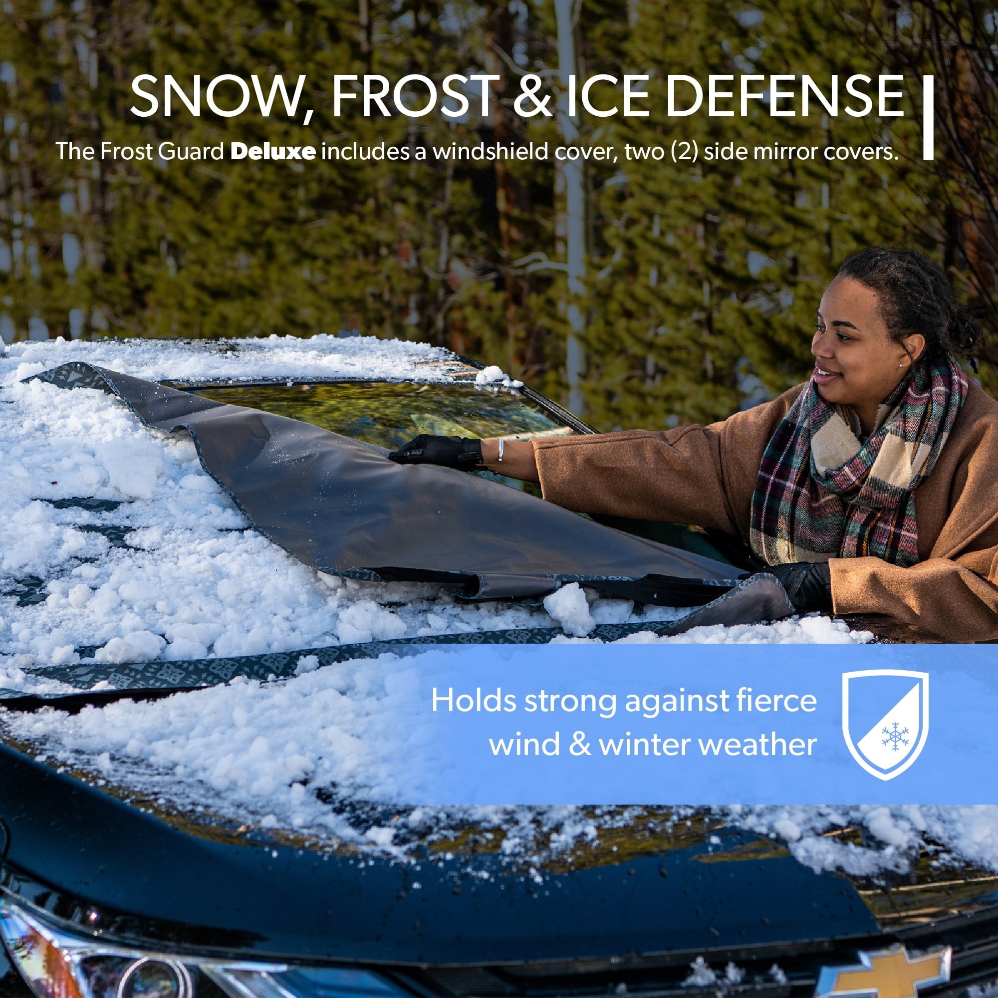 FrostGuard Deluxe Full-Coverage Car Windshield Cover for Ice/Snow, Sweater, 41" x 59"