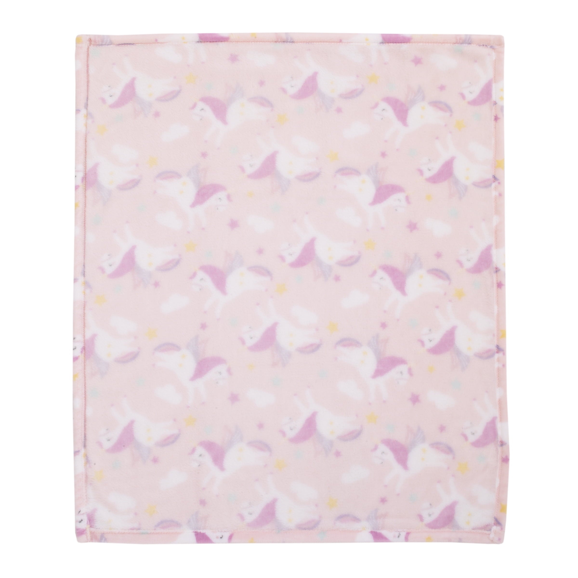 Parent's Choice Plush Baby Blanket, Pink Unicorn Print, 30x36 Inches, Pink, White, Infant Girl