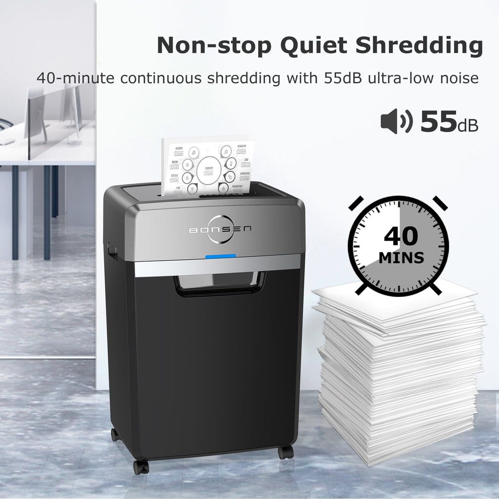 Bonsen 24 Sheet Heavy Duty Cross Cut Shredder for Office | Commercial Shredder with 9 Gallons Bin