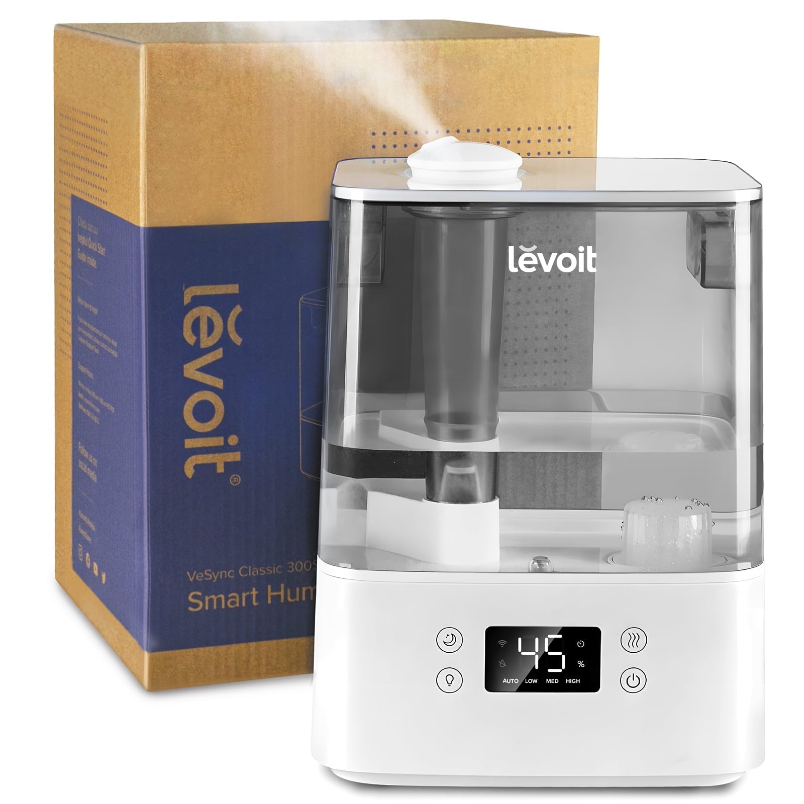 Levoit Cool Mist Humidifier for Room, Smart Top Fill with Nightlight, 6L,Gray
