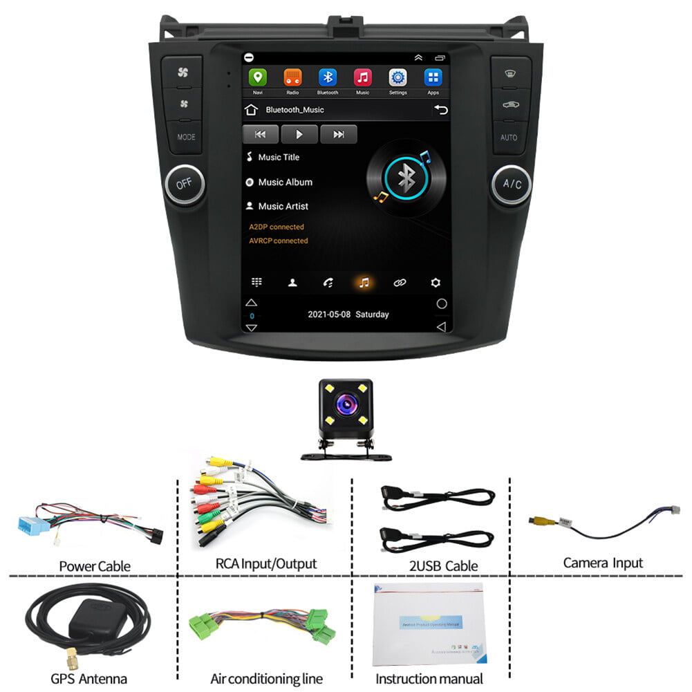 Car Radio Stereo for Honda Accord 2003-2007, 9.7" Touchscreen Android 12 Support Carplay Android Auto/Navigation/Bluetooth/USB/Video/Steering Wheel Control/Rear Camera/ 2+32G,Black