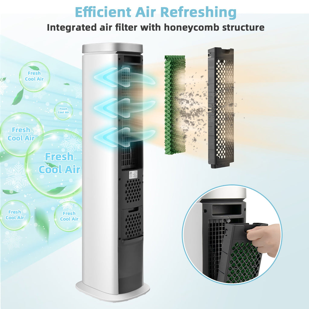 Costway 3-In-1 Portable Evaporative Air Cooler 40'' Bladeless Cooling Tower Fan w/Timer White