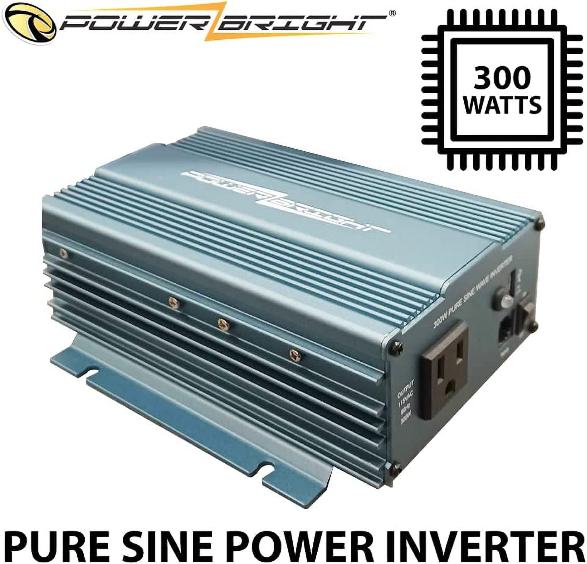 Power Bright APS300U-12 Pure Sine Power Inverter 300 Watt continuous / 500 watt Peak 12 Volt DC To 120 Volt AC w/ USB Charging Port
