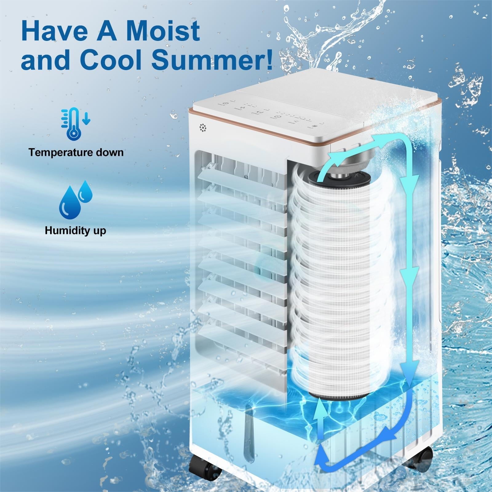 SUGIFT Evaporative Air Cooler Fan Anion Humidify with Remote Control