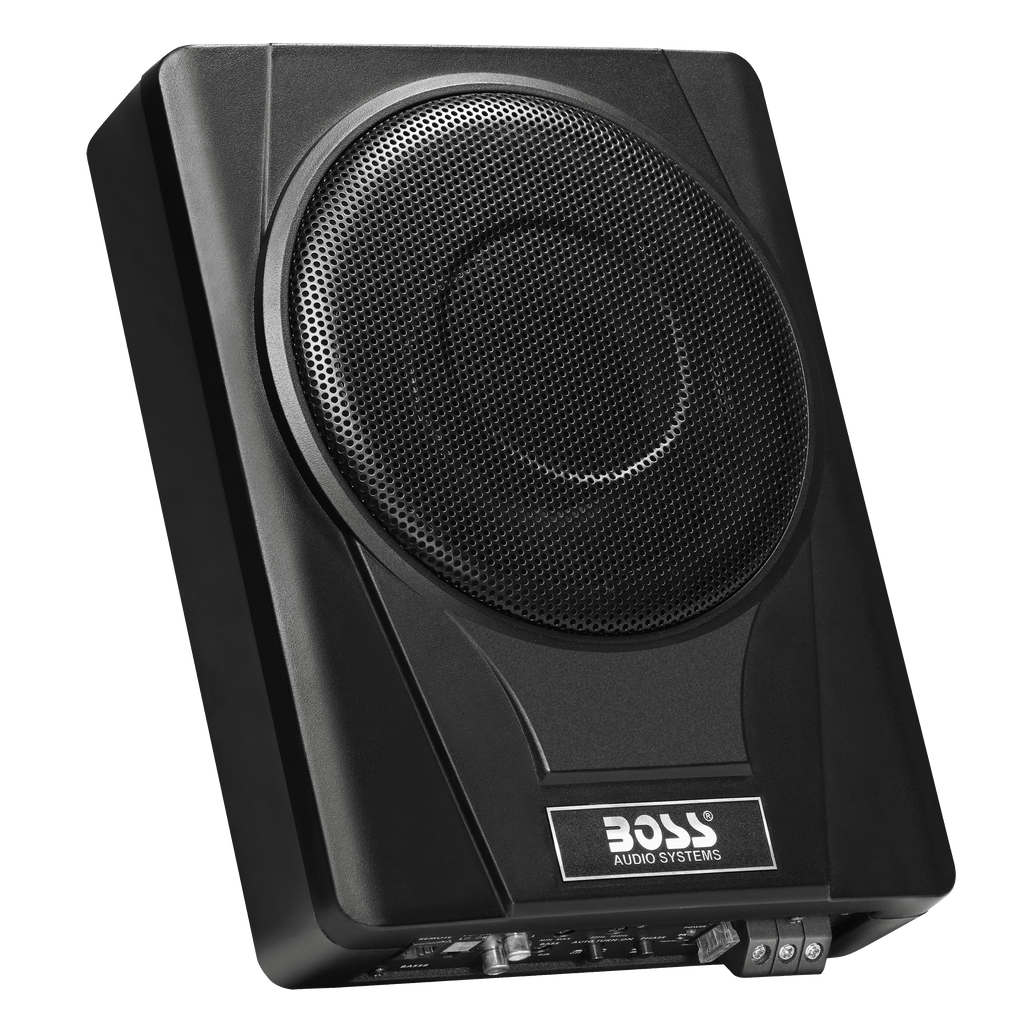 BOSS Audio Systems BASS8 8 Inch Under Seat Powered Car Subwoofer – 800 High Output, Low Profile, Built In Amplifier, For Truck, Boxes and Enclosures, Remote Subwoofer Control