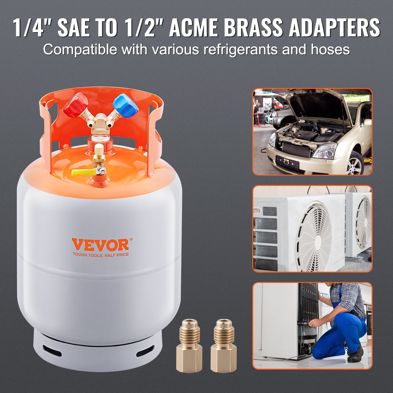 VEVOR Refrigerant Recovery Reclaim 30lb Cylinder Tank 400 PSI Liquid Rated Y Valve