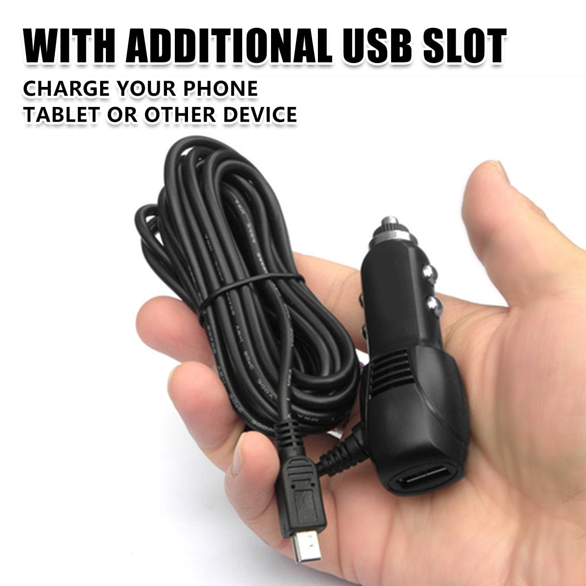Universal Dash Cam Power Lead DC 5V Quick Charger Mini USB Charging Cable 3.5M/11.5FT Wire Long Power Supply Cable Cord for Mobile Phones MP3 MP5 Tablet Computers DVRs Recorders GPS