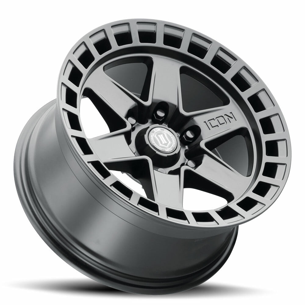 ICON ALLOYS RAIDER SAT BLK - 17 X 8.5 / 6 X 120 / 0 MM / 4.75" BS Fits select: 2015-2022 CHEVROLET COLORADO, 2015-2022 GMC CANYON