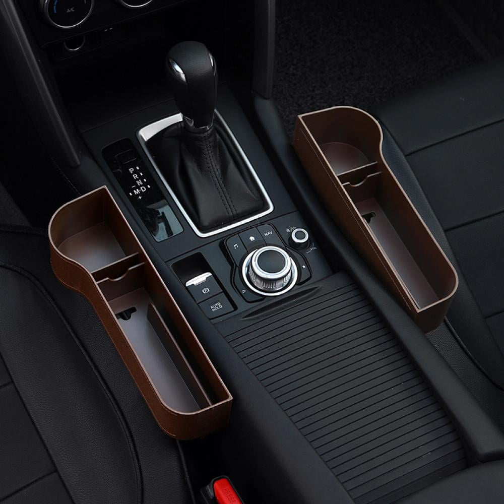 Car Seat Gap Filler,  Leather Car Seat Organizer with Cup Holder, Console Side Pocket Car Seat Storage Box
