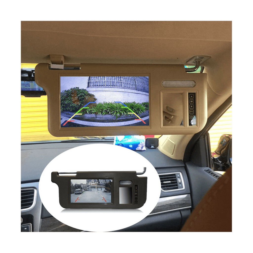 7Inch Black Car Right Sun Visor Rear View Mirror Screen LCD Monitor 2 Channel Video
