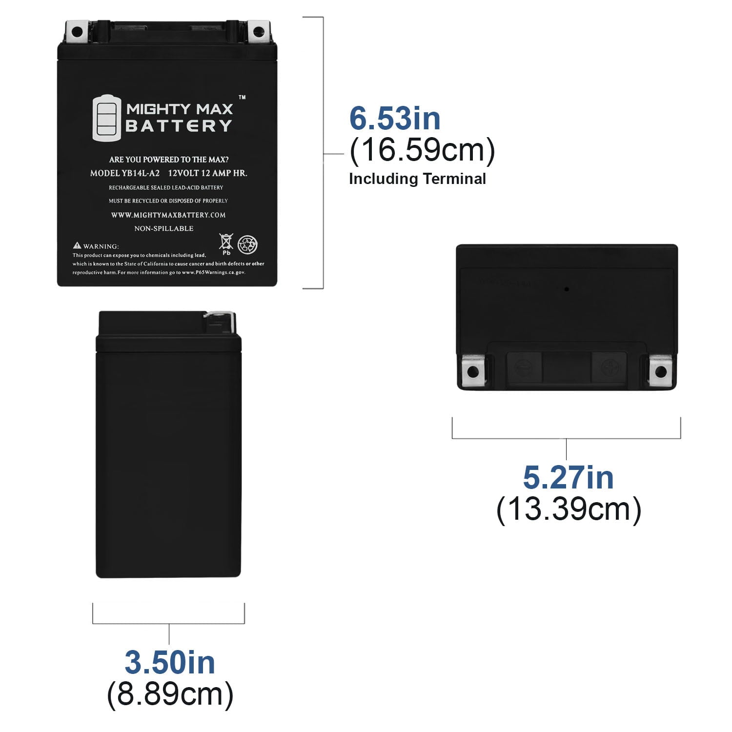 YB14L-A2 12V 12Ah Battery for Moto Guzzi 750 Nevada 750 Classic 2010