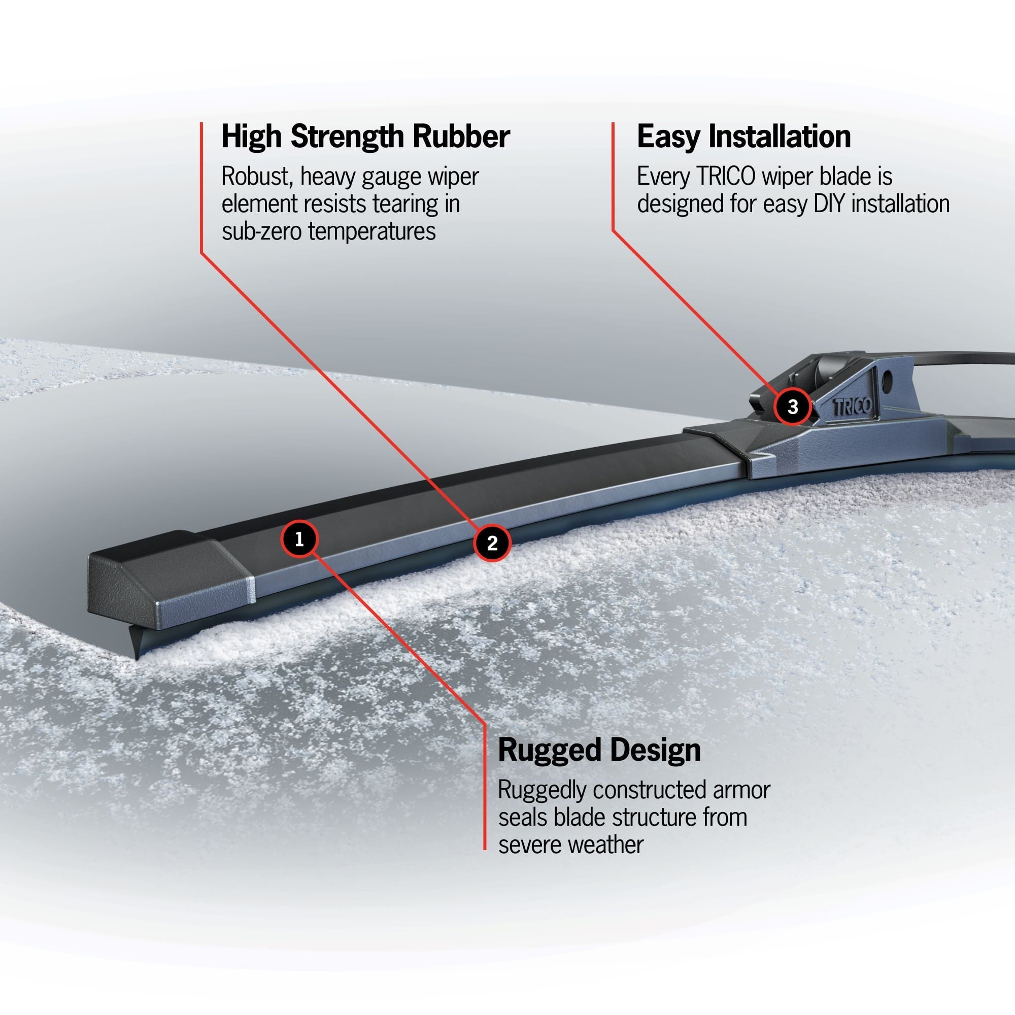 TRICO White 2 Pack, 22" + 22" Extreme Weather Winter Beam Wiper Blades (35-2222)
