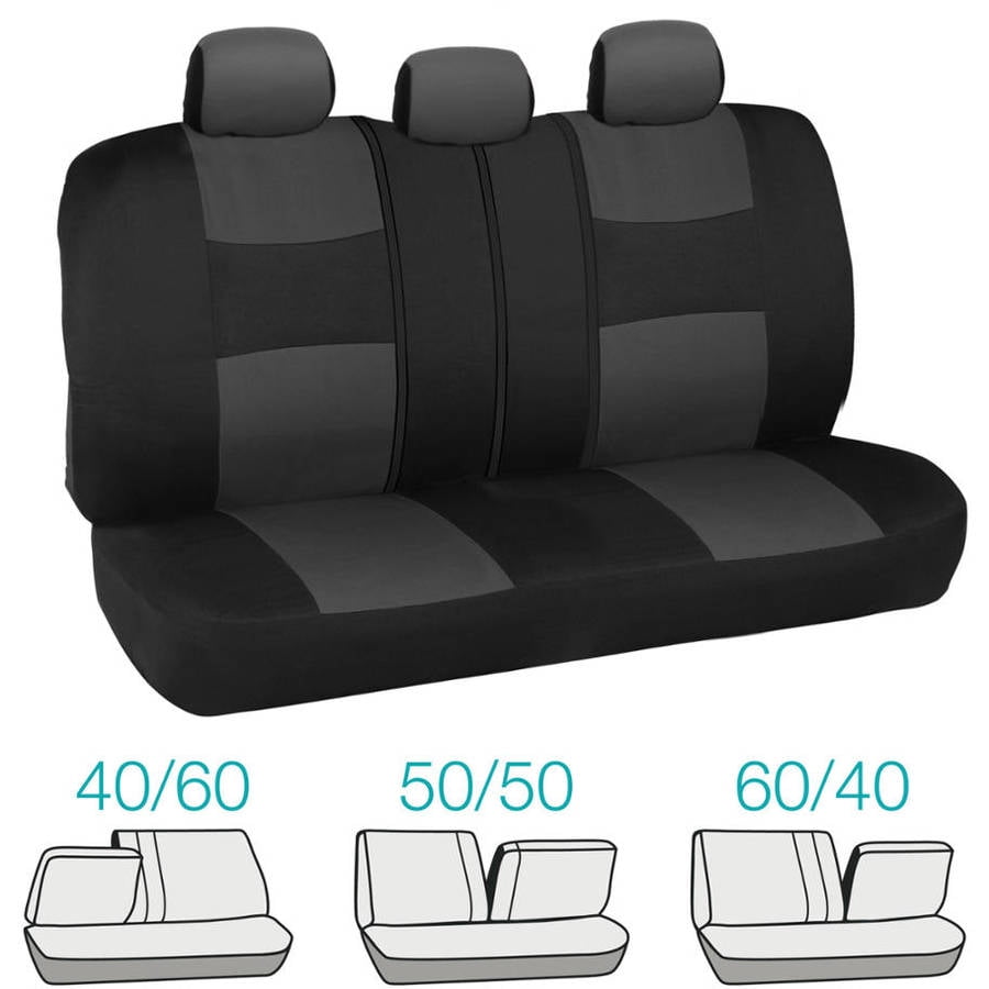 BDK PolyPro Car Seat Covers Full Set, Charcoal Gray Two-Tone Front and Rear Split Bench Seat Covers Fits select: 1997-2022 FORD F150, 1999-2022 CHEVROLET SILVERADO