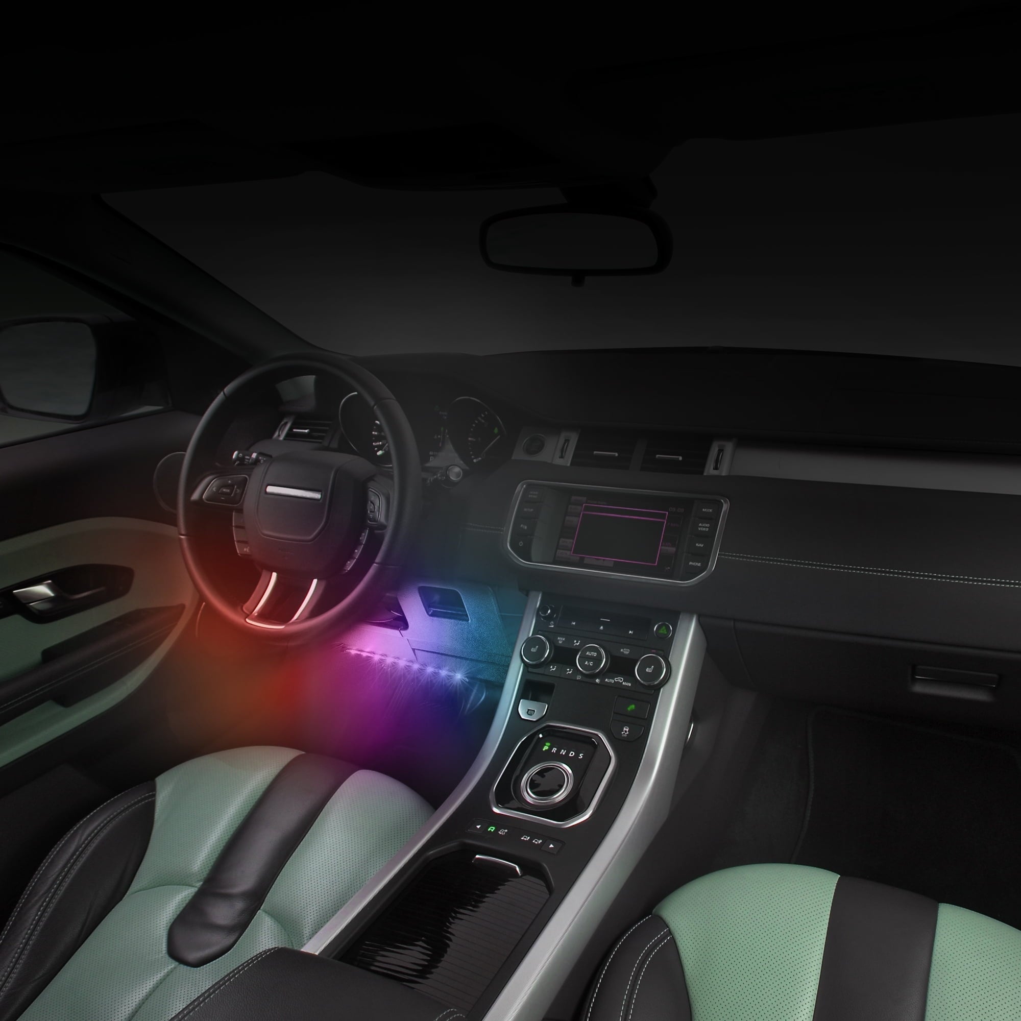 Monster LED Bluetooth Sound-Reactive Multi-Color Car Interior Lights, Customize with App, 4-Pack of 10.5" Strips