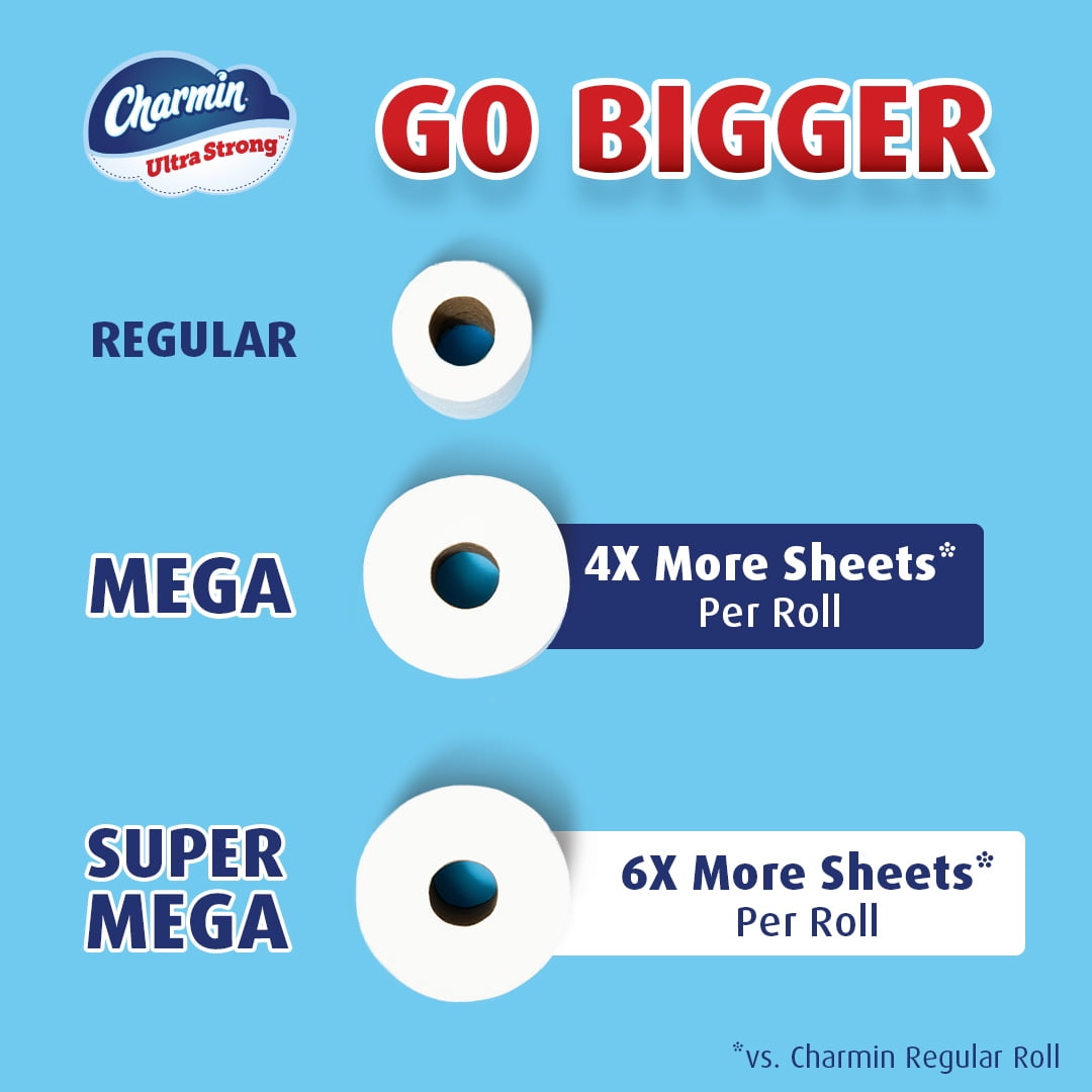 Charmin Ultra Strong Toilet Paper, 12 Super Mega Rolls