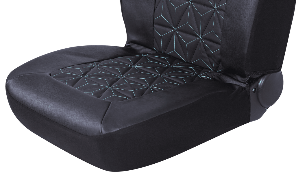 Auto Drive 2PC PVC Quilted Geometric Low Back Seat Covers Leather Teal - Universal Fit, 1902SC54