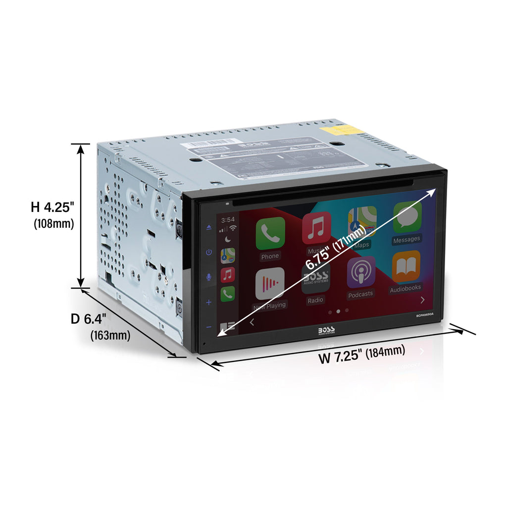 BOSS Audio Systems BCPA9690RC 6.75” Apple CarPlay Android Auto Car DVD Player