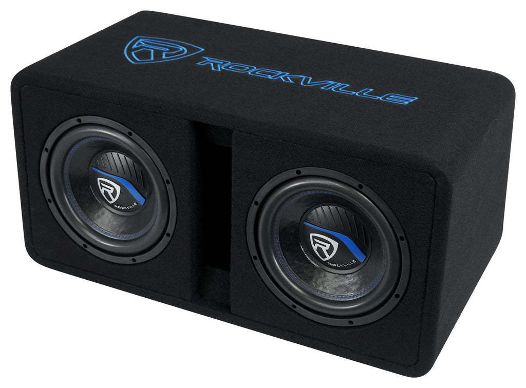 Rockville DV10K52 Dual 10" K5 2400w Car Subwoofers+Vented Sub Enclosure Box/2Ohm