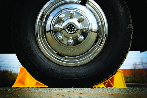 Hyper Tough Small Wheel Chock Pack of 2, Heavy Duty, Yellow, Rugged Plastic