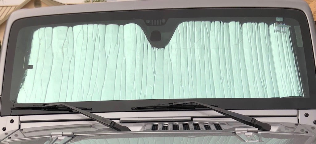 AutoHeatshield Windshield Sunshade for Jeep Wrangler JK Body Style 2007 2008 2009 2010 2011 2012 2013 2014 2015 2016 2017 2018 Custom Fit Sun Shade