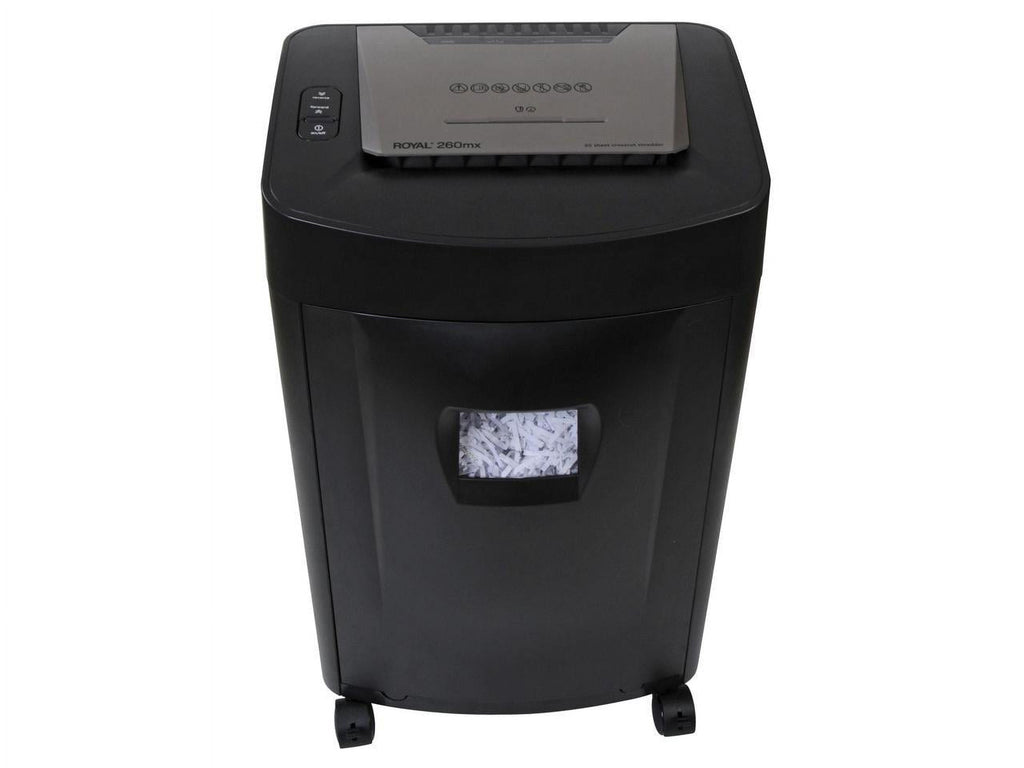 Royal 260MX Paper Shredder - Non-continuous Shredder - Cross Cut - 20 Per Pass - for shredding Paper, CD, DVD, Credit Card, Staples - 8.75" Throat - 1 Hour Run Time - 40 Minute Cool Down Time - 8