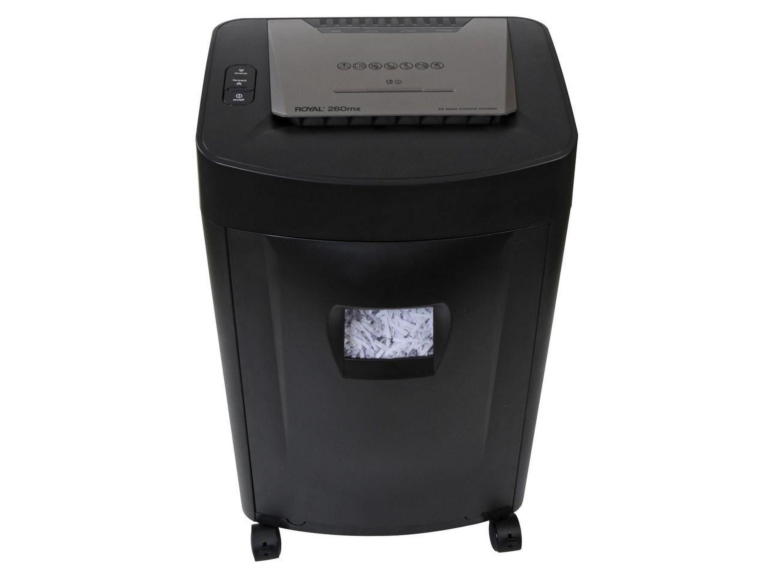 Royal 260MX Paper Shredder - Non-continuous Shredder - Cross Cut - 20 Per Pass - for shredding Paper, CD, DVD, Credit Card, Staples - 8.75" Throat - 1 Hour Run Time - 40 Minute Cool Down Time - 8