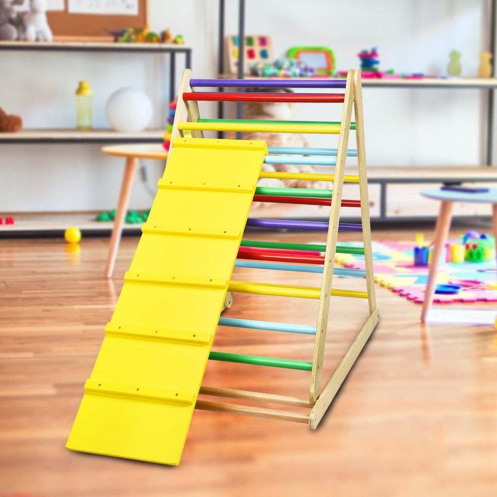 Infans Foldable Wooden Climbing Triangle Indoor Home Climber w/Ladder for Baby Toddler