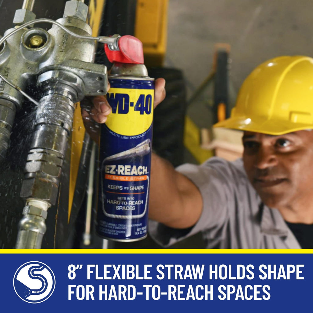 WD-40 EZ-REACH, Original WD-40 Formula, Multi-Purpose Lubricant Spray with 8 in. Flexible Straw, 14.4 oz.
