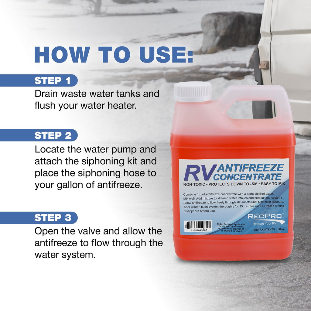RecPro RV Antifreeze Concentrate Fluid for Winterizing Vehicles (3 Pack)